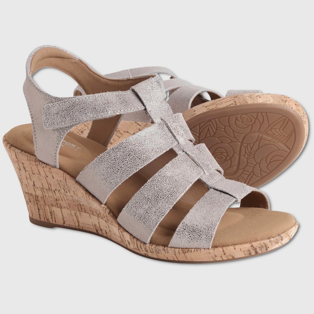 Rockport Briah‎ Gladiator Wedge Sandals - NEW Womens Size 7.5 Wide - #46444-CL2